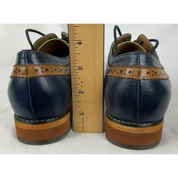MONA FLYING 10.5 EU 43 Blue Green Leather Lace-up Oxfords Wingtip Derby Shoe - Picture 6 of 11